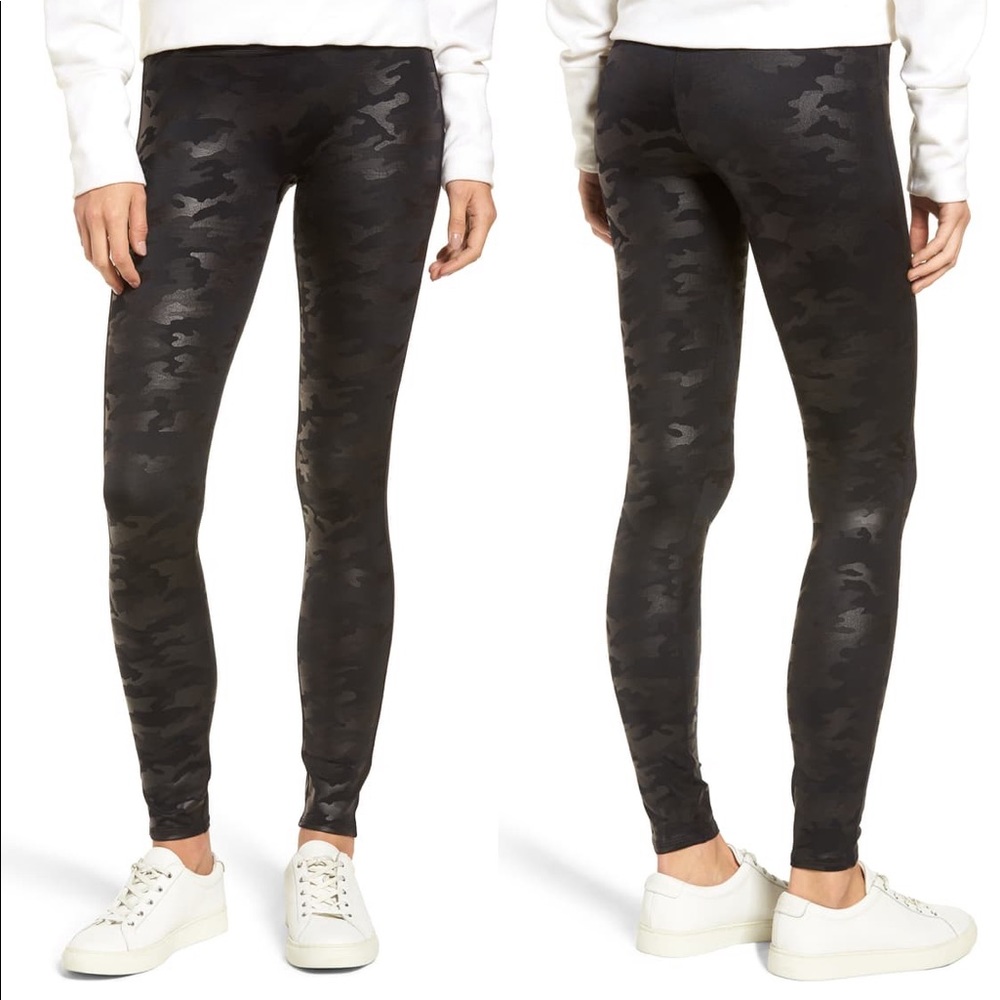 NWT Spanx Faux Camo Leather Leggings Sz L